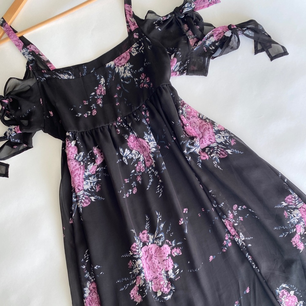 Free People NWT Black and Purple floral dress.